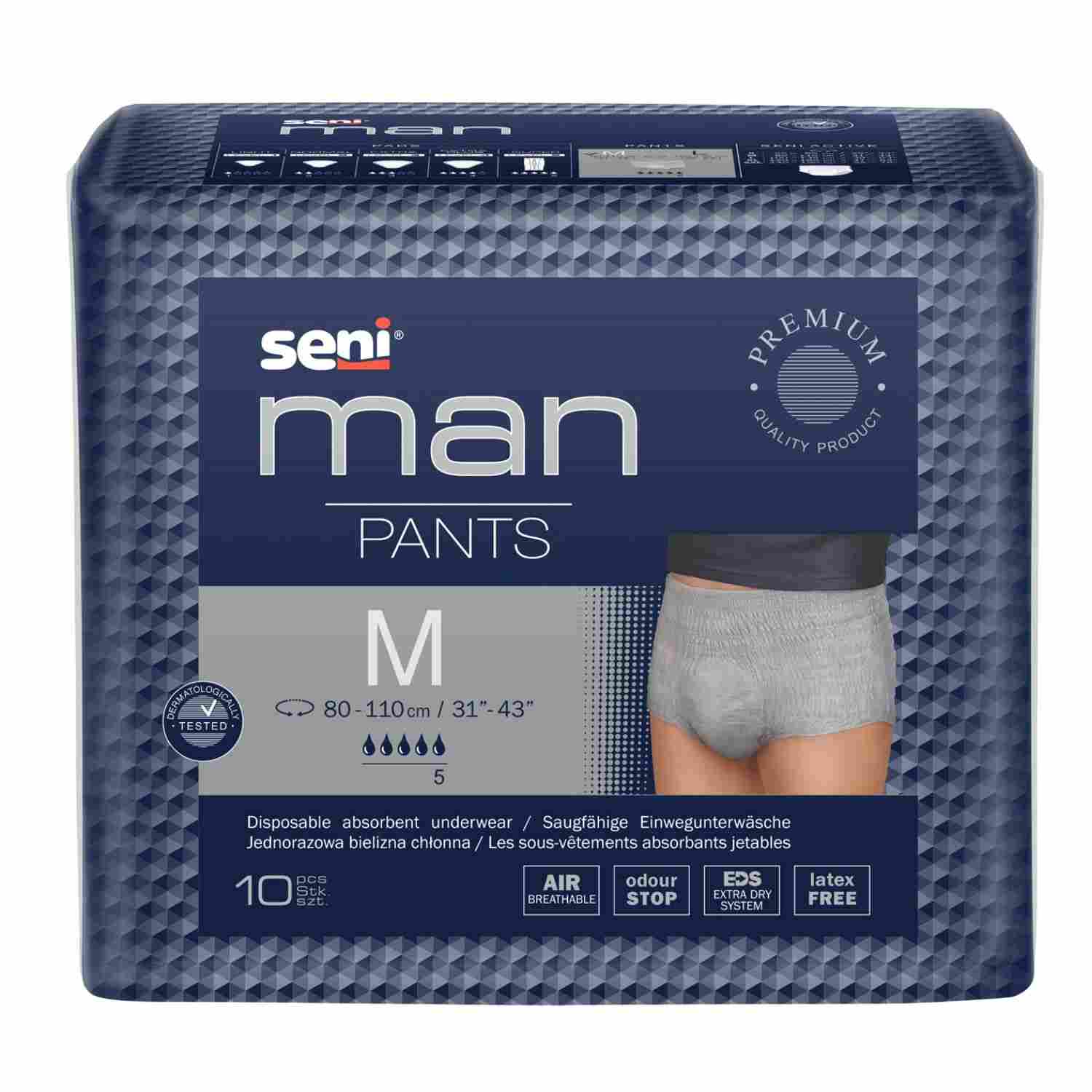 Seni Man Pants - Inkontinenz-Unterwäsche saugfähig für Männer - 1000 ml, Gr. M-L
